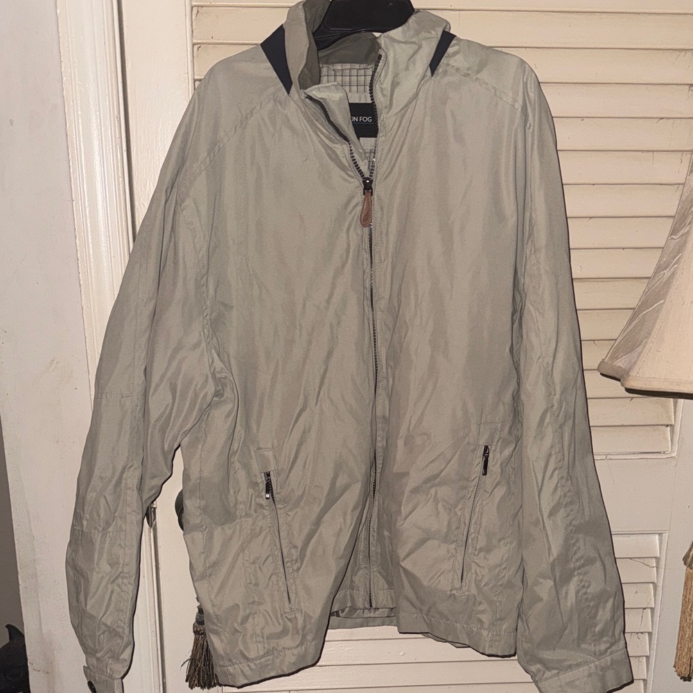 London Fog Men's Light Gray Hooded Lightweight Jacket